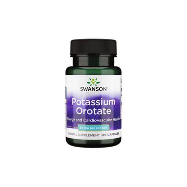 Swanson Potassium Orotate 99 mg, 60 capsules, supports energy, cardiovascular health, and electrolyte balance with optimal bioavailability.